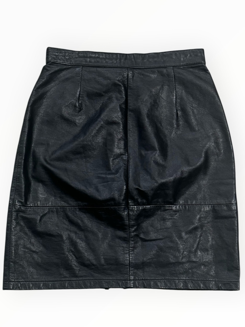CHARLEY’S Black Leather Pencil Mini Skirt Classic 5 6 S Moto Party Sexy Vintage